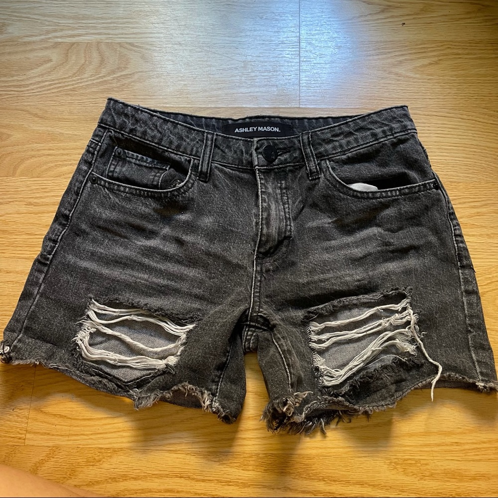 Ripped black high waisted shorts
